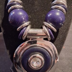 Chic Silver and Blue Statement Necklace